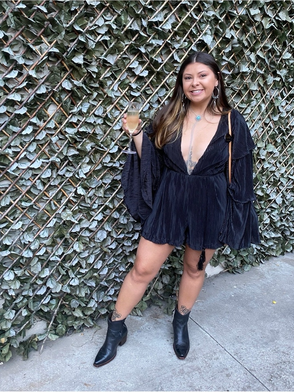 Boohoo Black Plunging Long Sleeve Velvet Romper
